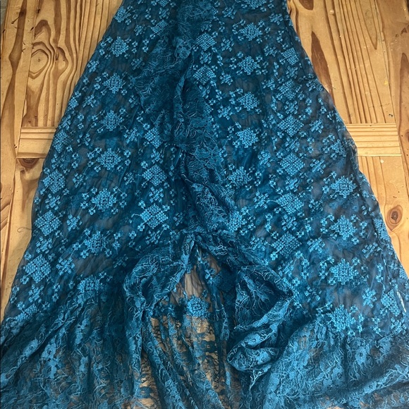 Free People Style Lace Maxi Dress Aquamarine - Picture 3 of 6